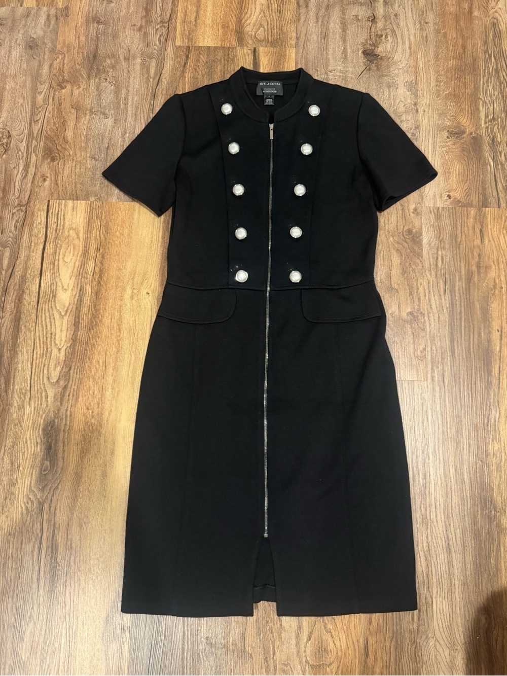 ST JOHN Black Label Milano Military Knit Dress Size 6 Black - Picture 3 of 10